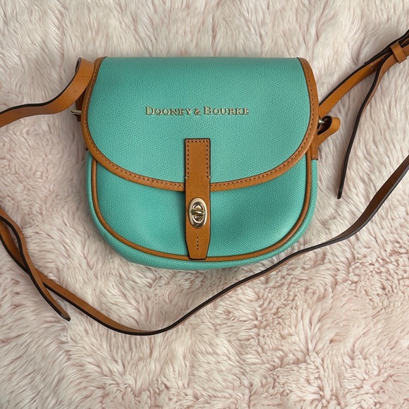 Dooney & Bourke Handbags - Dooney & Bourke Aqua and Tan Crossbody Bag
